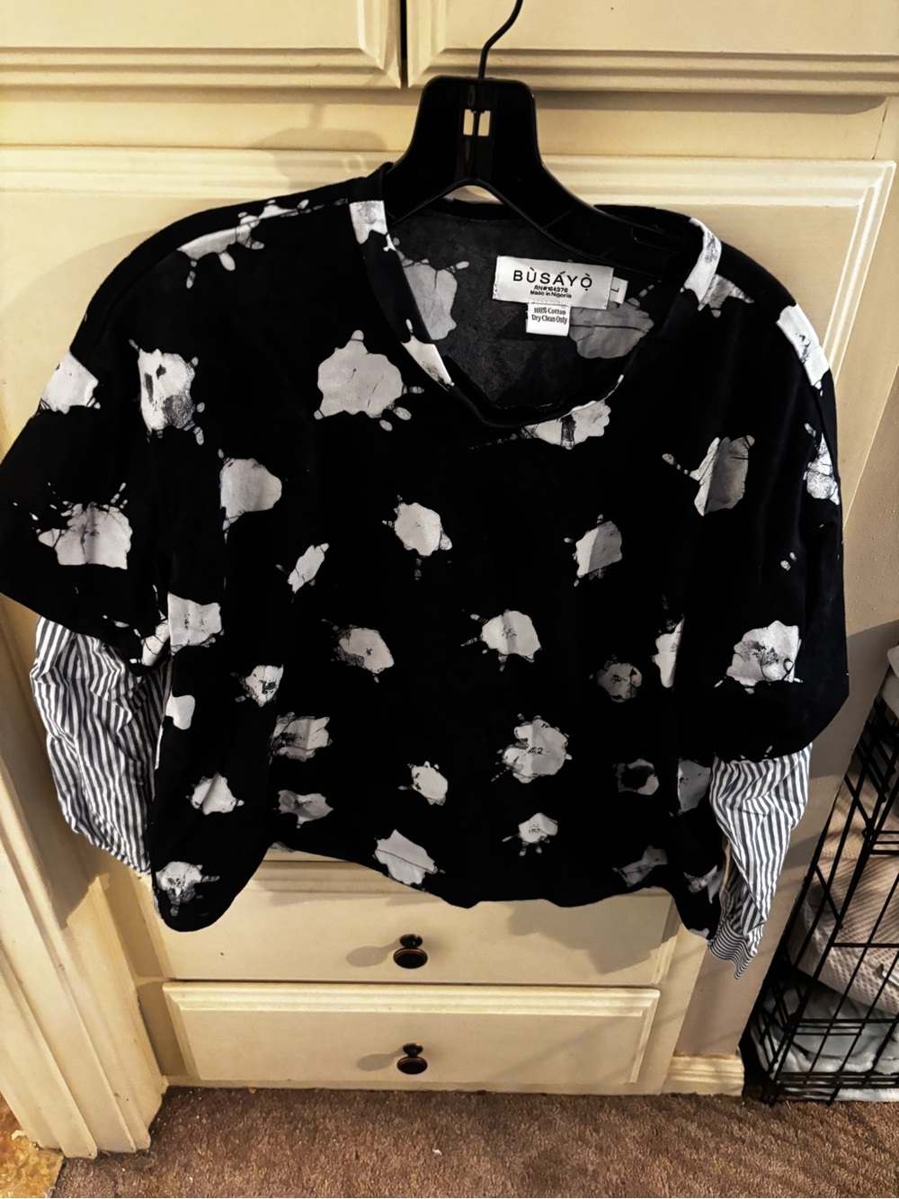 Busayo Black & White Layered Blouse